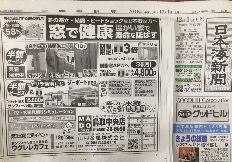 日本海新聞12月　広告